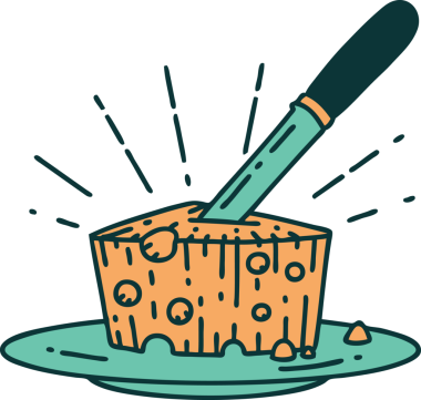 Bir insan tarafından çizilmiş geleneksel bir peynir dövmesi çizimi.