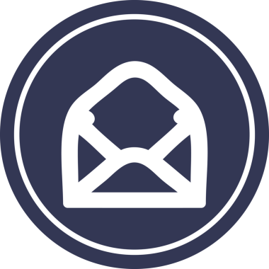 bir insan tarafından çizilmiş zarf harfi dairesel simgesi