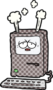 çizgi film yorgun bilgisayar aşırı ısınması bir insan tarafından çizilmiş