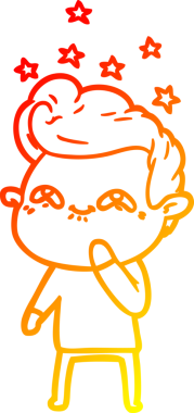 Bir insan tarafından çizilmiş, heyecanlı bir çizgi film çizimi.