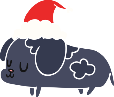 Bir insan tarafından çizilmiş kawaii köpeğinin Noel karikatürü.