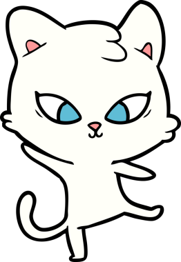 Bir insan tarafından çizilmiş sevimli çizgi film kedisi.