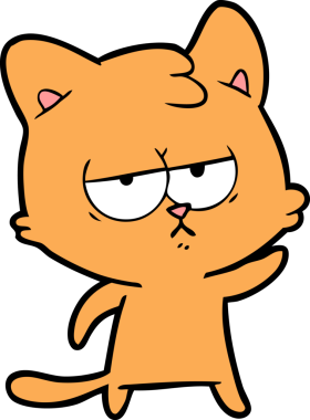 Bir insan tarafından çizilmiş sıkıcı çizgi film kedisi.