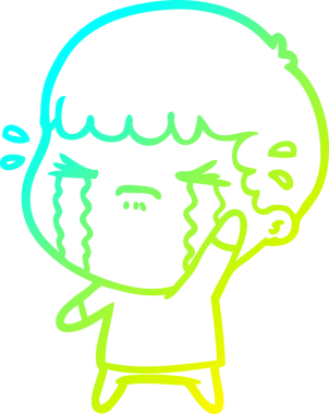 Bir insan tarafından çizilmiş ağlayan bir çizgi film karakteri çizimi.