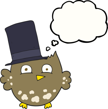 Bir insan tarafından çizilmiş silindir şapkalı küçük baykuş.