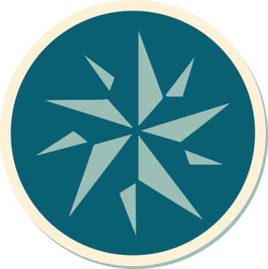 Bir insan tarafından çizilmiş geleneksel bir yıldız stiliyle dövme çıkartması.