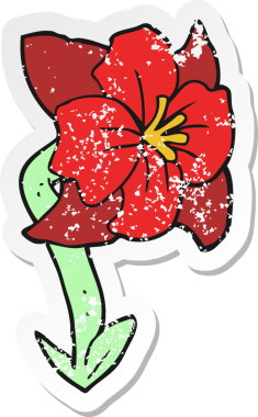 Bir insan tarafından çizilmiş karikatür çiçeğinin gerilmiş yapıştırması.