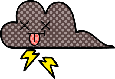 Bir insan tarafından çizilmiş bir fırtına bulutunun karikatürü.