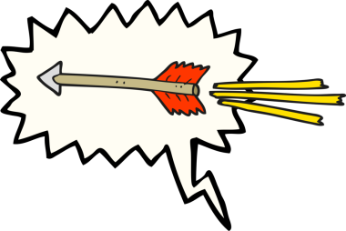 Bir insan tarafından çizilmiş serbest konuşma balonu uçan ok.