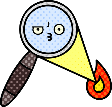 Bir insan tarafından çizilmiş bir büyüteçin çizgi roman tarzı karikatürü