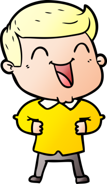 Bir insan tarafından çizilmiş gülen çizgi film adamı.