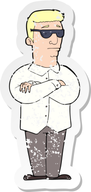 Bir insan tarafından çizilmiş karikatür güvenlik elemanının gerilimli çıkartması.