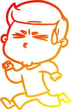 Bir insan tarafından çizilmiş terleyen bir çizgi film karakterinin sıcak çizgi çizimi.