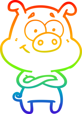 gökkuşağı gradyan çizimi mutlu çizgi domuz çizimi bir insan tarafından çizilmiş