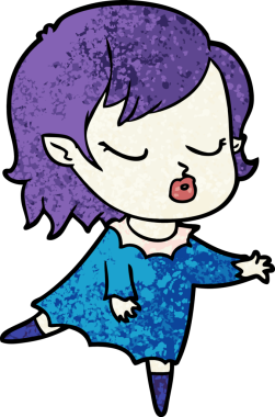 Bir insan tarafından çizilmiş şirin vampir kız çizgi filmi.