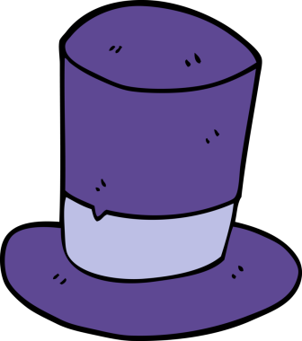 Bir insan tarafından çizilmiş karikatür silindir şapka.