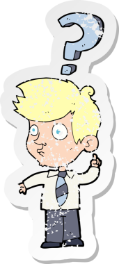 Bir insan tarafından çizilen soruyu soran bir çizgi film karakterinin gerilimli geçmiş yapıştırması.