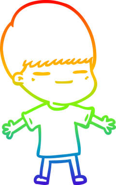 Gökkuşağı gradyan çizgi çizimi bir insan tarafından çizilmiş kendini beğenmiş bir çocuk.