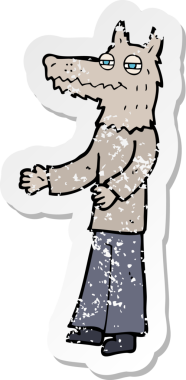 Bir insan tarafından çizilmiş bir kurt adamın gerilimli çıkartması.