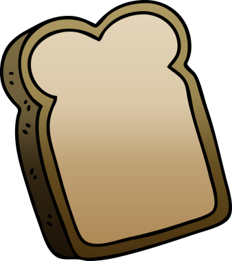 bir insan tarafından çizilmiş gölgeli bir ekmek dilimi.