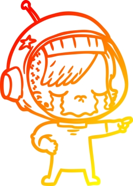 Bir insan tarafından çizilmiş, ağlayan astronot bir kızın sıcak çizgi çizimi