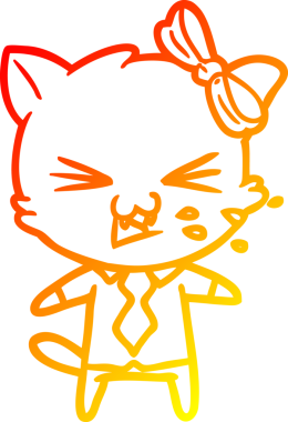 Bir insan tarafından çizilmiş çizgi film kedisinin sıcak çizgi çizimi