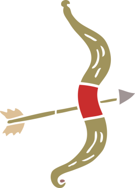 Bir insan tarafından çizilmiş ok ve yay.