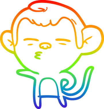 Gökkuşağı gradyan çizgi çizimi Bir insan tarafından çizilmiş şüpheli maymun