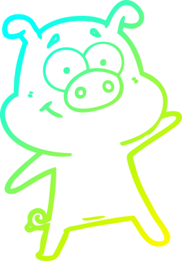 Bir insan tarafından çizilmiş mutlu çizgi film domuzu çizimi.