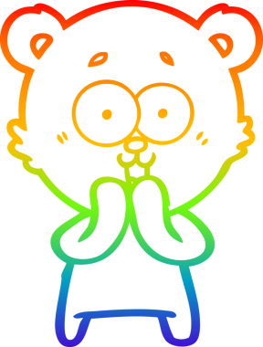 Bir insan tarafından çizilmiş gülen oyuncak ayının çizdiği gökkuşağı gradyan çizgisi.