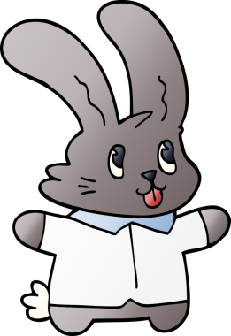 Bir insan tarafından çizilmiş mutlu tavşan.