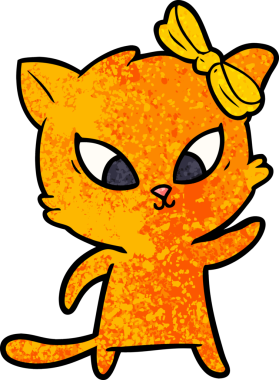 Bir insan tarafından çizilmiş çizgi film kedisi.