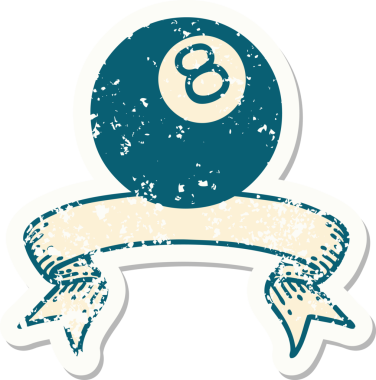 Bir insan tarafından çizilmiş 8 toplu eski bir etiket