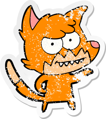 Bir insan tarafından çizilmiş sırıtan tilki çizgi filminin sıkıntılı çıkartması.