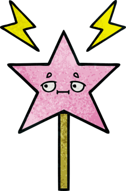 Bir insan tarafından çizilmiş sihirli bir değneğin retro grunge dokusu