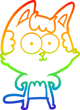 gökkuşağı gradyan çizimi mutlu çizgi film kedisi bir insan tarafından çizildi