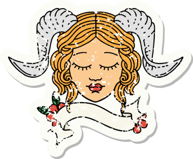 Bir insan tarafından çizilmiş parşömen pankartıyla süslenmiş karakter yüzünün grunge çıkartması