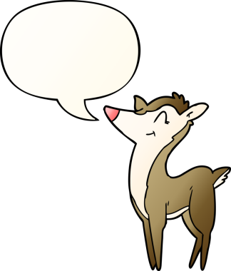 Bir insan tarafından çizilmiş, konuşma baloncuklu çizgi film geyiği.