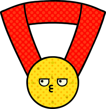 Bir insan tarafından çizilmiş altın madalyanın karikatürü.