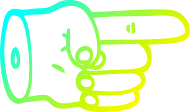 Bir insan tarafından çizilmiş işaret eden bir el sembolünün soğuk gradyan çizimi