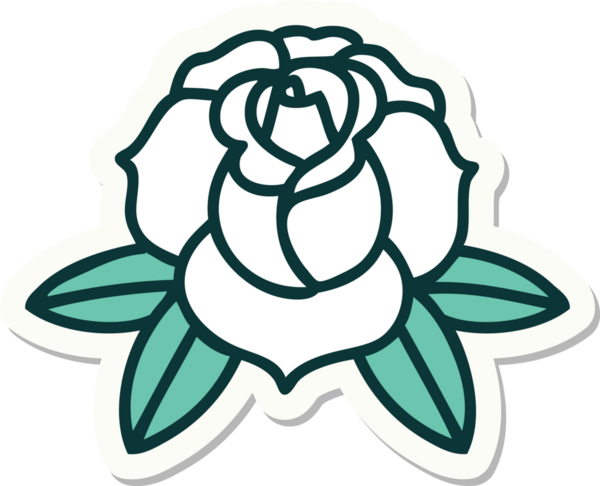 Bir insan tarafından çizilmiş geleneksel bir çiçek stiliyle dövme çıkartması.