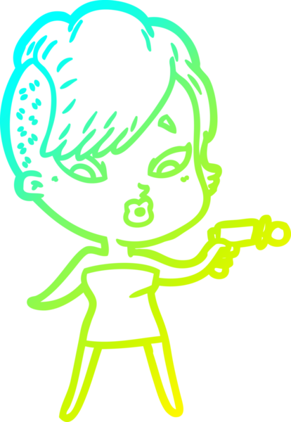 Bir karikatür çizimi, bir insan tarafından çizilmiş bir kızı şaşırttı.