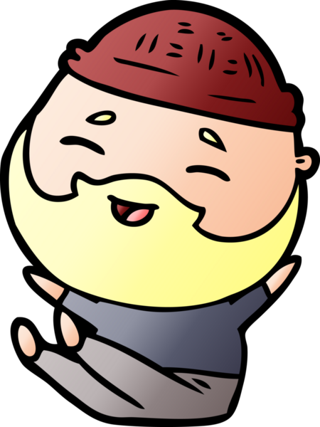 Bir insan tarafından çizilmiş mutlu sakallı bir adam.