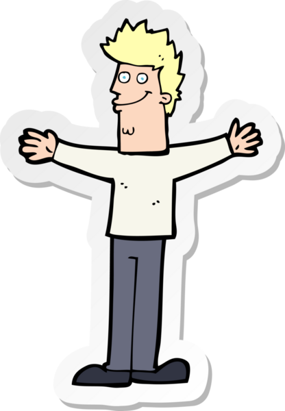 Bir insan tarafından çizilmiş mutlu bir adamın çıkartması.