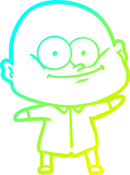 Bir insan tarafından çizilmiş, kel bir adamın soğuk çizgi çizimi.