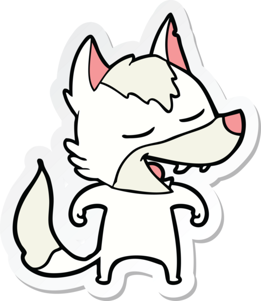 Bir insan tarafından çizilmiş bir kurt çizgi filminin çıkartması.