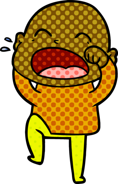 Bir insan tarafından çizilmiş kel adam diye bağıran çizgi film.