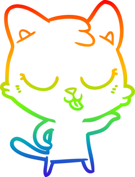 gökkuşağı gradyan çizimi mutlu çizgi film kedisi bir insan tarafından çizildi