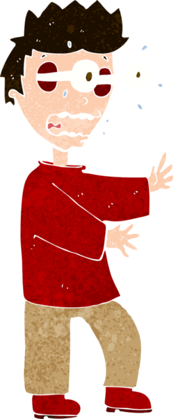 Bir insan tarafından çizilmiş korkmuş çocuk çizgi filmi.