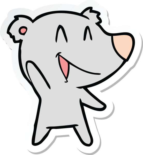 Bir insan tarafından çizilmiş, gülen ayı çizgi filminin çıkartması.